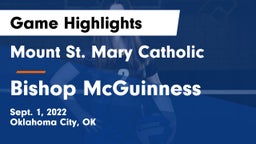 Mount St. Mary Catholic  vs Bishop McGuinness  Game Highlights - Sept. 1, 2022