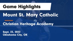 Mount St. Mary Catholic  vs Christian Heritage Academy Game Highlights - Sept. 23, 2022