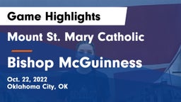 Mount St. Mary Catholic  vs Bishop McGuinness  Game Highlights - Oct. 22, 2022