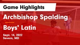 Archbishop Spalding  vs Boys' Latin  Game Highlights - Sept. 14, 2022