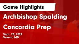 Archbishop Spalding  vs Concordia Prep  Game Highlights - Sept. 23, 2022