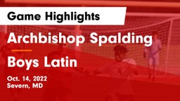 Archbishop Spalding  vs Boys Latin Game Highlights - Oct. 14, 2022