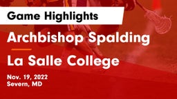 Archbishop Spalding  vs La Salle College  Game Highlights - Nov. 19, 2022