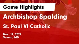 Archbishop Spalding  vs St. Paul VI Catholic  Game Highlights - Nov. 19, 2022