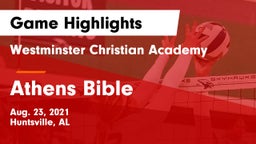 Westminster Christian Academy vs Athens Bible Game Highlights - Aug. 23, 2021