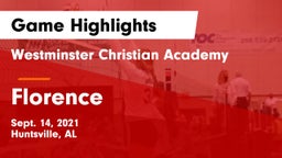 Westminster Christian Academy vs Florence  Game Highlights - Sept. 14, 2021