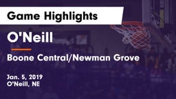 O'Neill  vs Boone Central/Newman Grove Game Highlights - Jan. 5, 2019