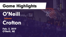 O'Neill  vs Crofton  Game Highlights - Feb. 2, 2019