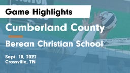 Cumberland County  vs Berean Christian School Game Highlights - Sept. 10, 2022