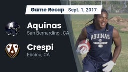 Recap: Aquinas   vs. Crespi  2017