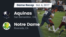 Recap: Aquinas   vs. Notre Dame  2017