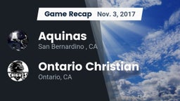 Recap: Aquinas   vs. Ontario Christian  2017