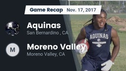 Recap: Aquinas   vs. Moreno Valley  2017