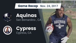 Recap: Aquinas   vs. Cypress  2017