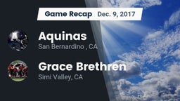 Recap: Aquinas   vs. Grace Brethren  2017