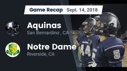 Recap: Aquinas   vs. Notre Dame  2018