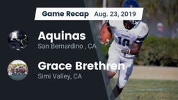 Recap: Aquinas   vs. Grace Brethren  2019