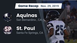 Recap: Aquinas   vs. St. Paul  2019