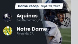 Recap: Aquinas   vs. Notre Dame  2022