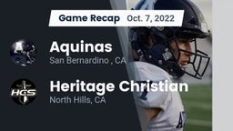 Recap: Aquinas   vs. Heritage Christian   2022
