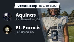 Recap: Aquinas   vs. St. Francis  2022