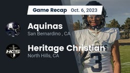 Recap: Aquinas   vs. Heritage Christian   2023