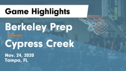Berkeley Prep  vs Cypress Creek  Game Highlights - Nov. 24, 2020