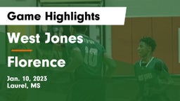 West Jones  vs Florence  Game Highlights - Jan. 10, 2023