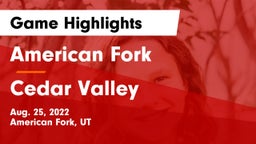 American Fork  vs Cedar Valley  Game Highlights - Aug. 25, 2022