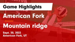 American Fork  vs Mountain ridge Game Highlights - Sept. 30, 2022