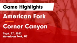 American Fork  vs Corner Canyon  Game Highlights - Sept. 27, 2022