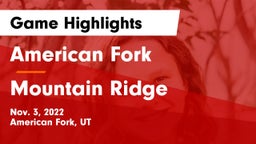 American Fork  vs Mountain Ridge  Game Highlights - Nov. 3, 2022