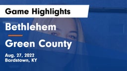 Bethlehem  vs Green County  Game Highlights - Aug. 27, 2022