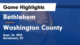 Bethlehem  vs Washington County  Game Highlights - Sept. 26, 2022