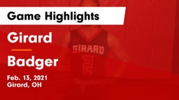 Girard  vs Badger  Game Highlights - Feb. 13, 2021