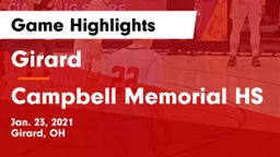 Girard  vs Campbell Memorial HS Game Highlights - Jan. 23, 2021