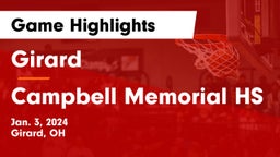 Girard  vs Campbell Memorial HS Game Highlights - Jan. 3, 2024