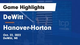 DeWitt  vs Hanover-Horton  Game Highlights - Oct. 22, 2022