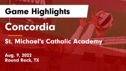 Concordia  vs St. Michael's Catholic Academy Game Highlights - Aug. 9, 2022