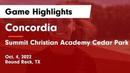 Concordia  vs Summit Christian Academy Cedar Park Game Highlights - Oct. 4, 2022