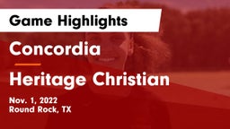 Concordia  vs Heritage Christian Game Highlights - Nov. 1, 2022