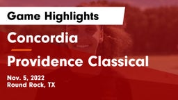 Concordia  vs Providence Classical Game Highlights - Nov. 5, 2022