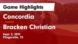 Concordia  vs Bracken Christian  Game Highlights - Sept. 5, 2023