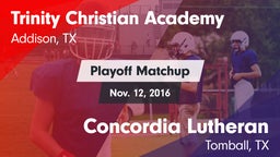 Matchup: Trinity Christian vs. Concordia Lutheran  2016