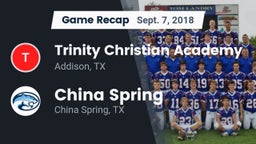 Recap: Trinity Christian Academy  vs. China Spring  2018
