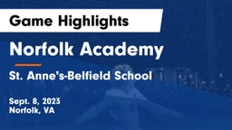 Norfolk Academy vs St. Anne's-Belfield School Game Highlights - Sept. 8, 2023