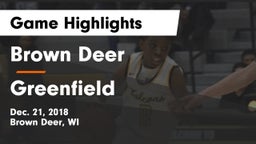 Brown Deer  vs Greenfield  Game Highlights - Dec. 21, 2018
