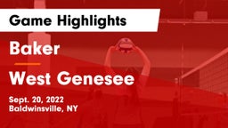 Baker  vs West Genesee Game Highlights - Sept. 20, 2022