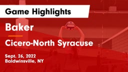 Baker  vs Cicero-North Syracuse  Game Highlights - Sept. 26, 2022