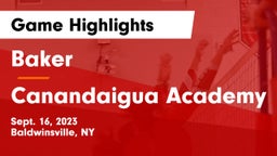 Baker  vs Canandaigua Academy  Game Highlights - Sept. 16, 2023